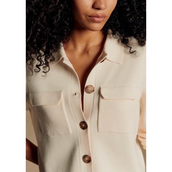 Sezane Ecru Betty button collared cardigan sweater - Picture 6 of 6